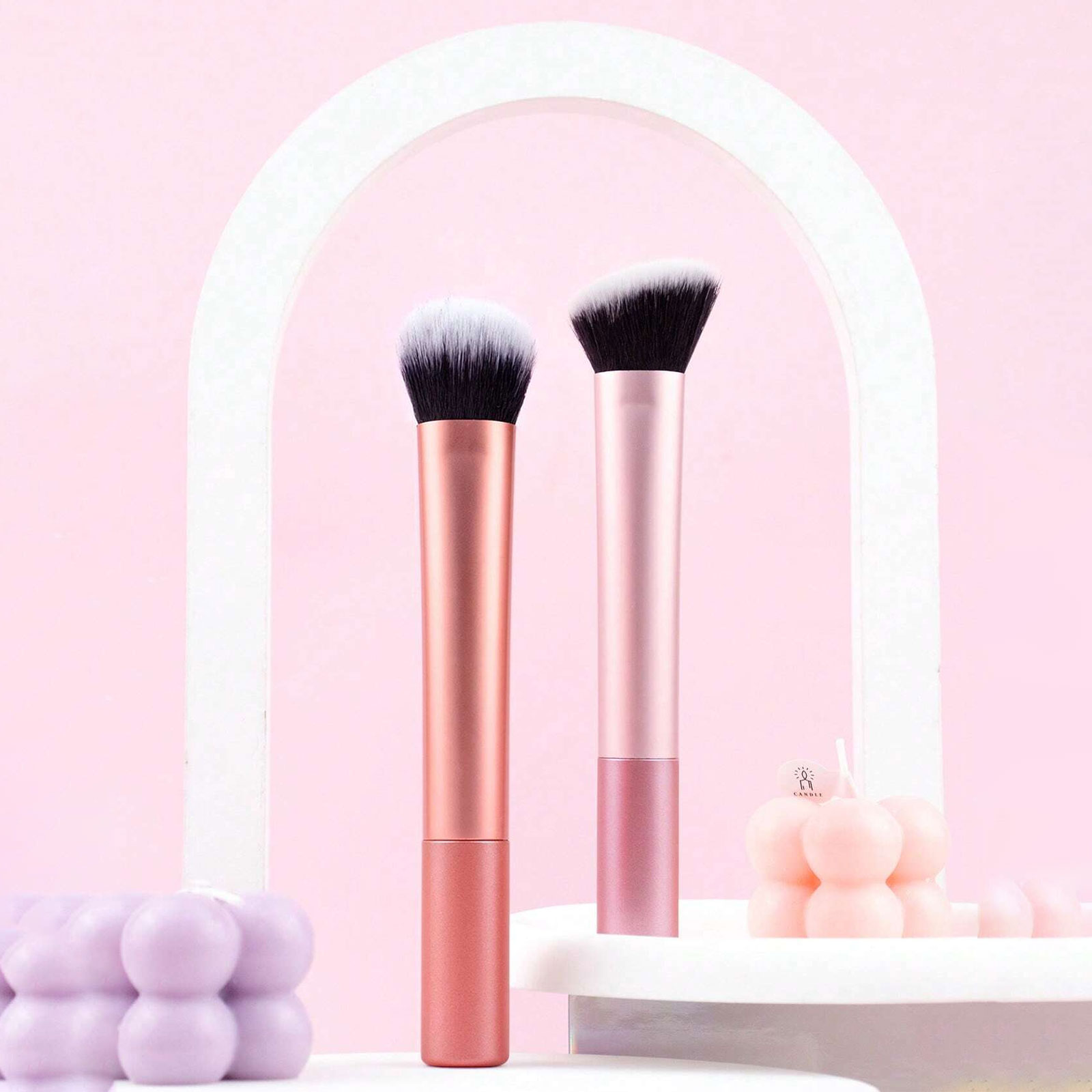 Beauty Makeup Studio - 2pcs Blush Brush & Contour Brush