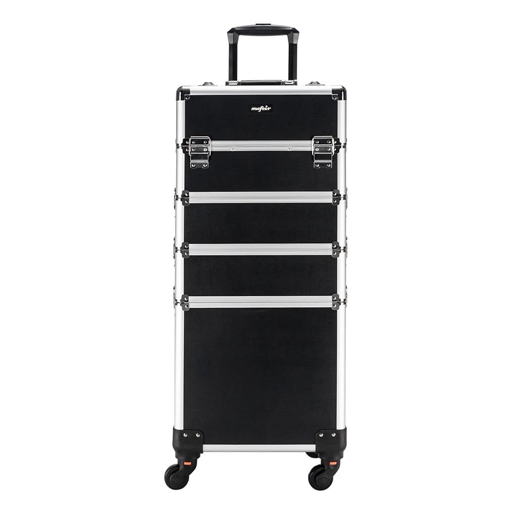 Beauty Makeup & D Anime Studio Vega Baja - Aluminum 4-in-1 Rolling Makeup Train Case,