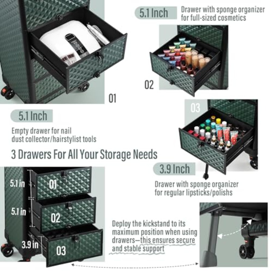 Nail Trolley Cart with 3 Drawe - Beauty Makeup & D Anime Studio Vega Baja review and price
