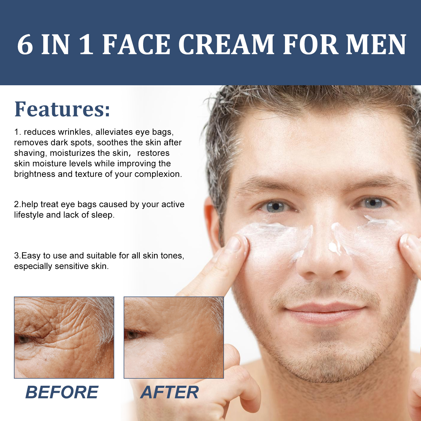 50ml 6 in 1 Men Face Cream Moi - Anti-Aging Face Cream review and price